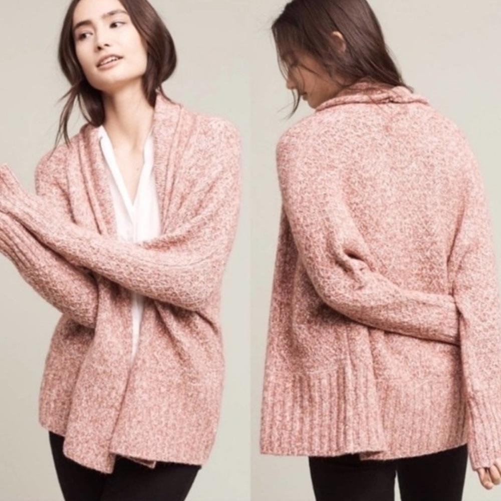 Anthropologie Angel of the North Red Marled Cozy Knit Open Cardigan Alpaca Sz S